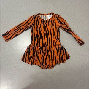 Posh Peanut Orange and Black Tiger Print Baby Dress